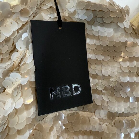 Sequin Dress Tan Cream Cocktail Semi Formal XS - Picture 5 of 11